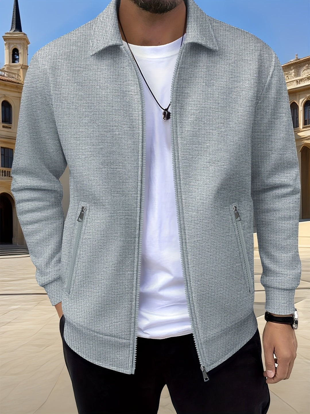 Charles | Textured Full-Zip Jacket