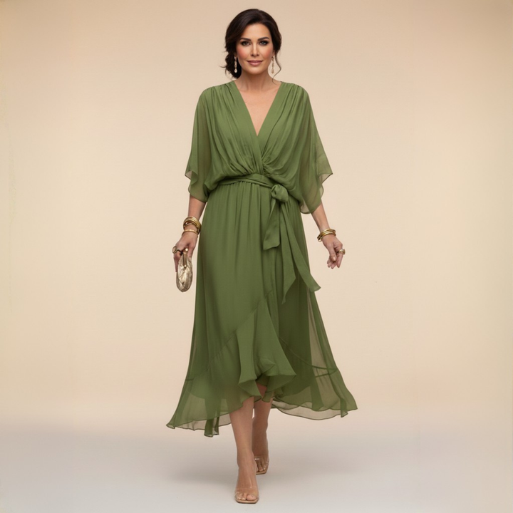Abigail | Elegant Chiffon V Neck Dress