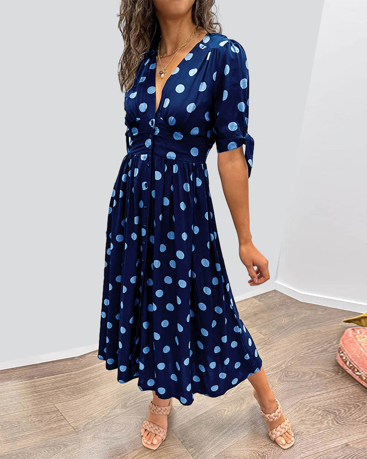 Amara | Elegant Polka Dot Midi Dress