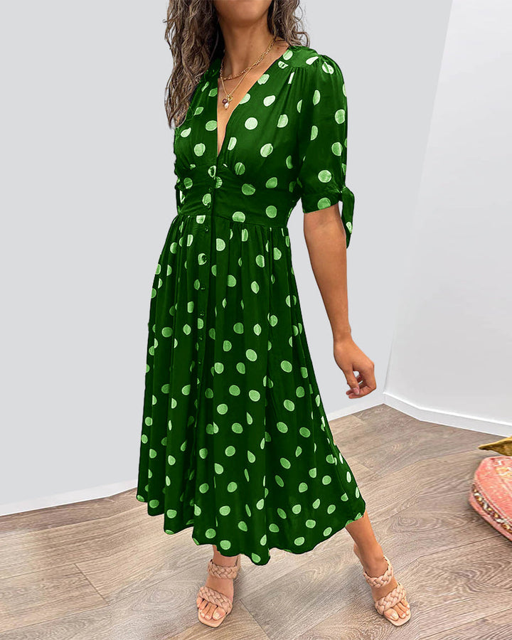 Amara | Elegant Polka Dot Midi Dress