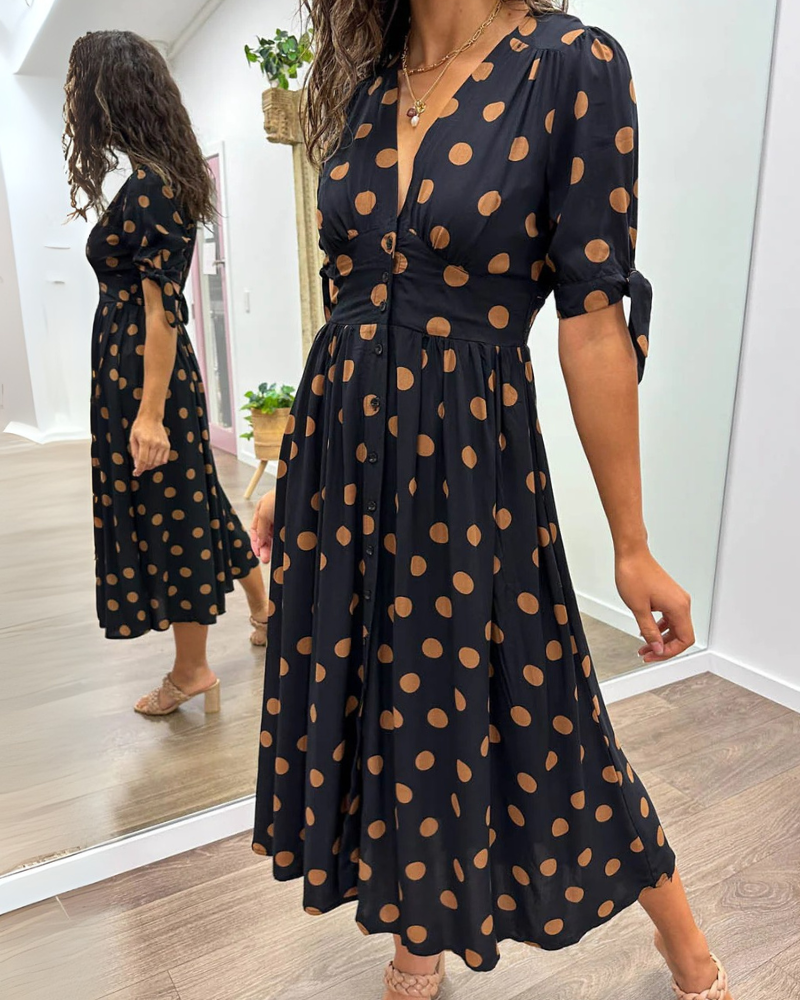 Amara | Elegant Polka Dot Midi Dress