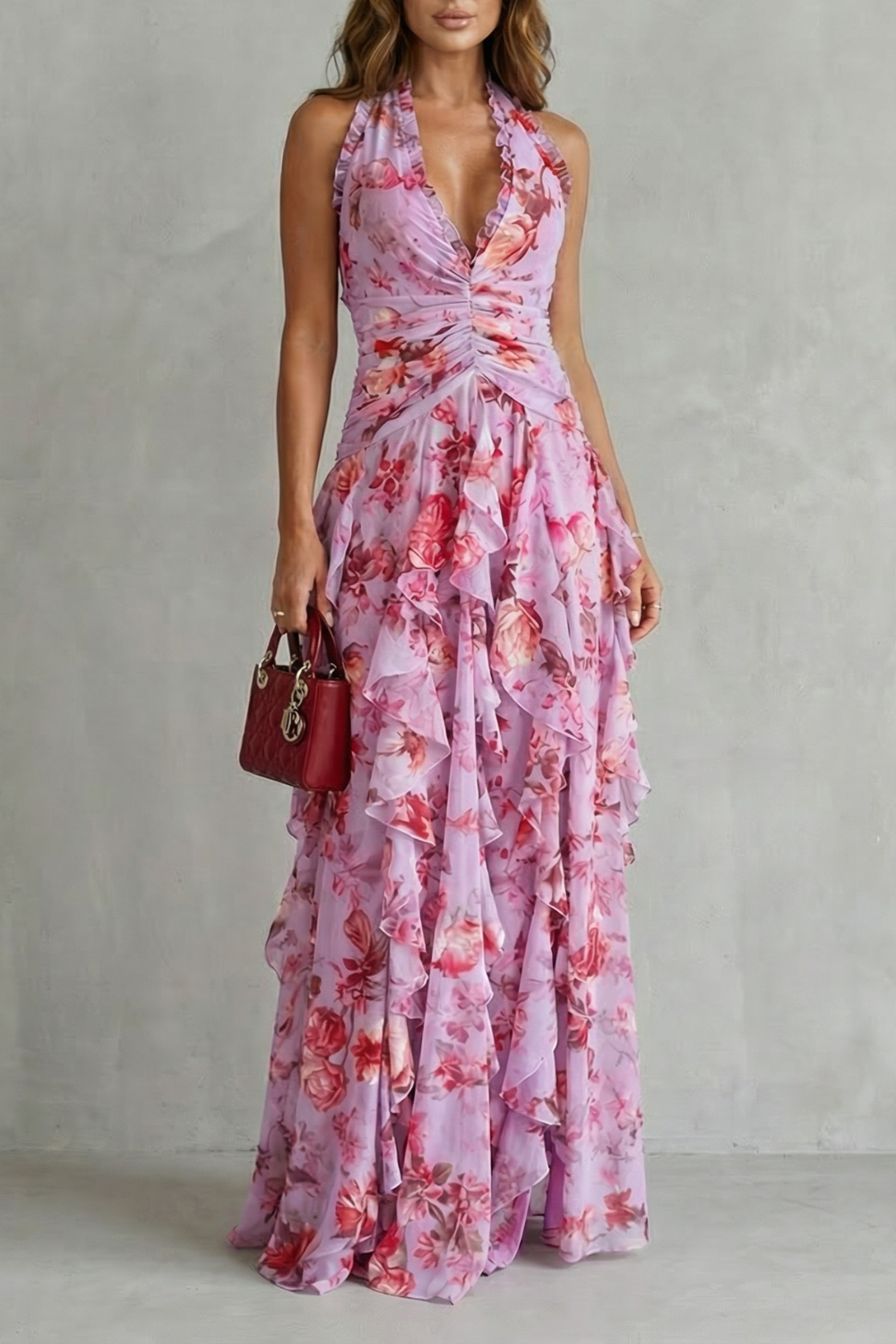 Florence | Ruffled Halter Maxi Dress