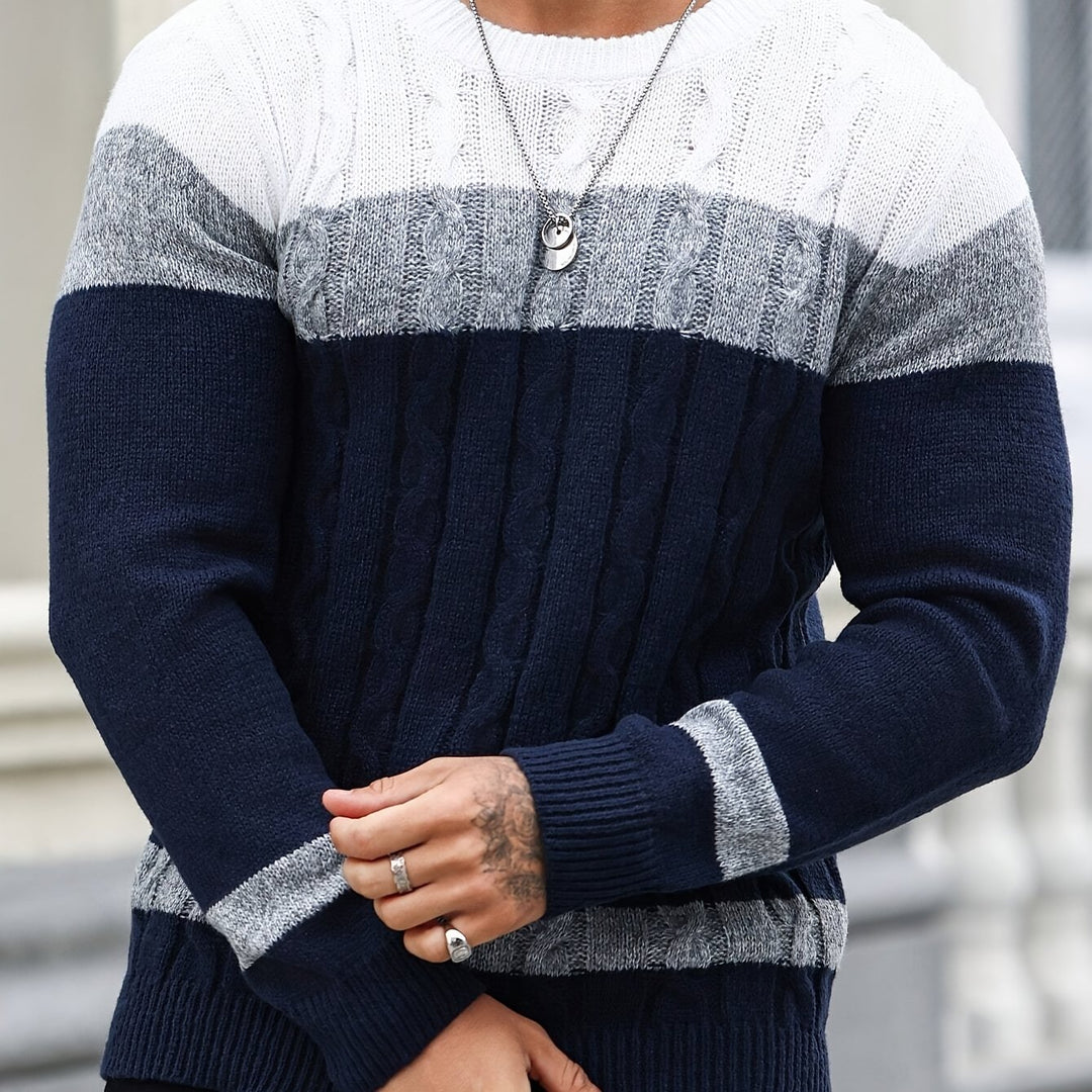 Rory | Colour-Block Cable Knit Sweater