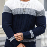 Rory | Colour-Block Cable Knit Sweater