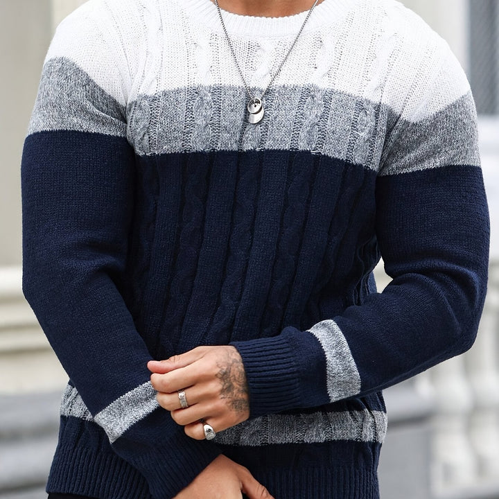 Rory | Colour-Block Cable Knit Sweater