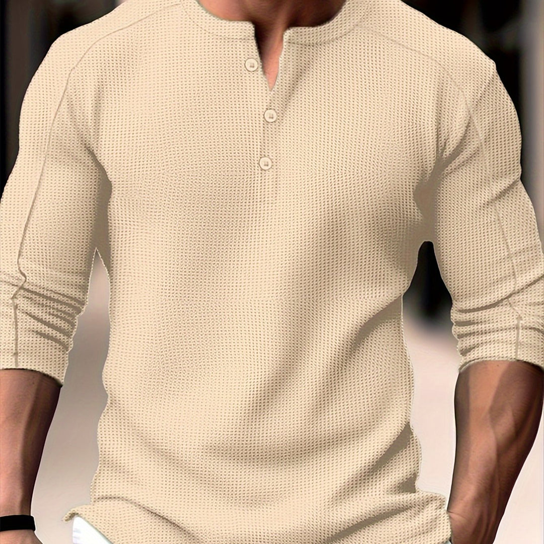 Jonah | Textured Long-Sleeve Henley Shirt