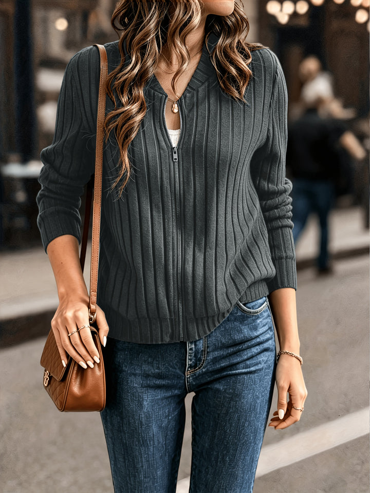 Miranda | Ribbed Zip-Front Jacket
