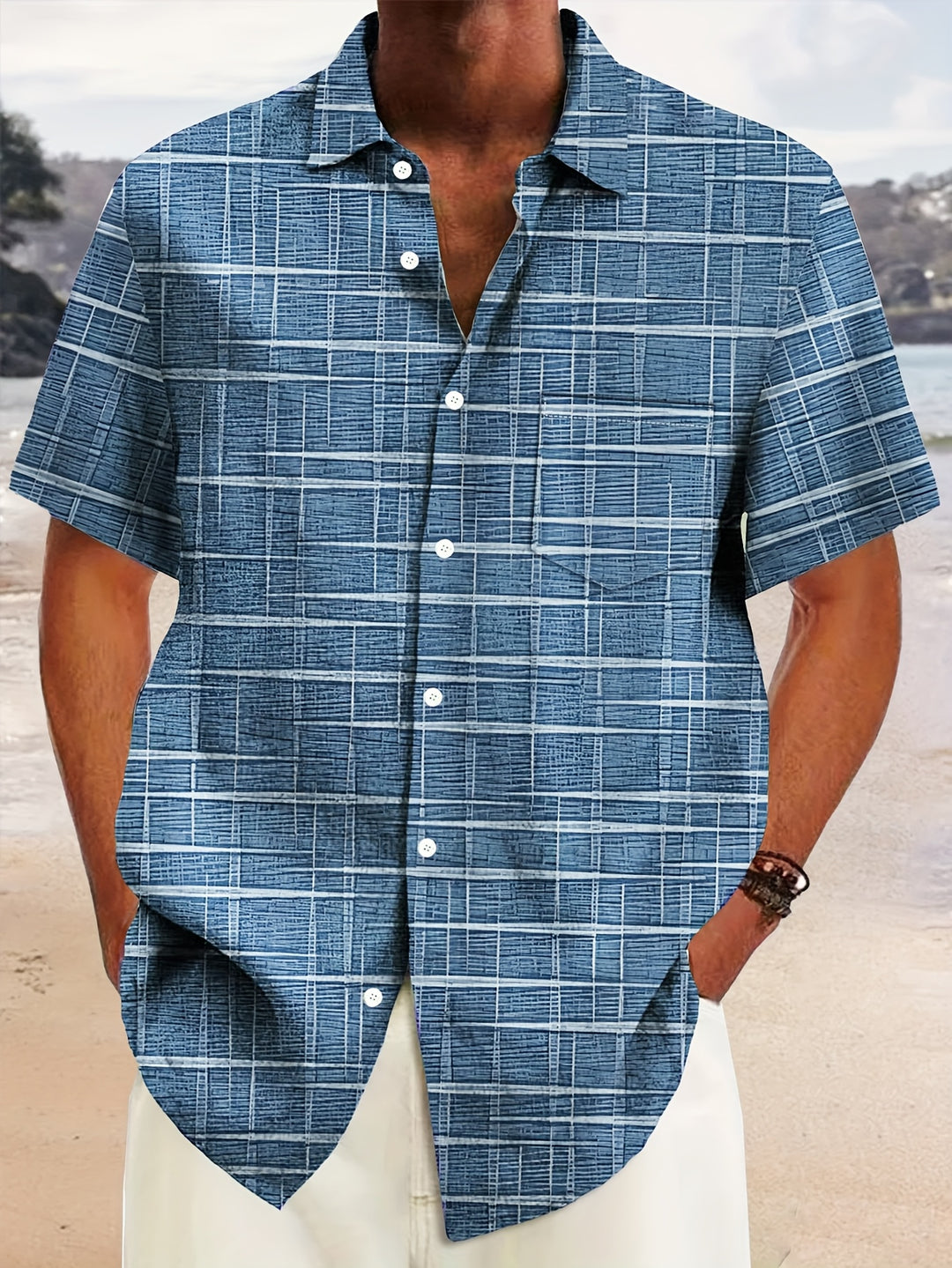 Weston | Textured Grid Short Sleeve Shirt