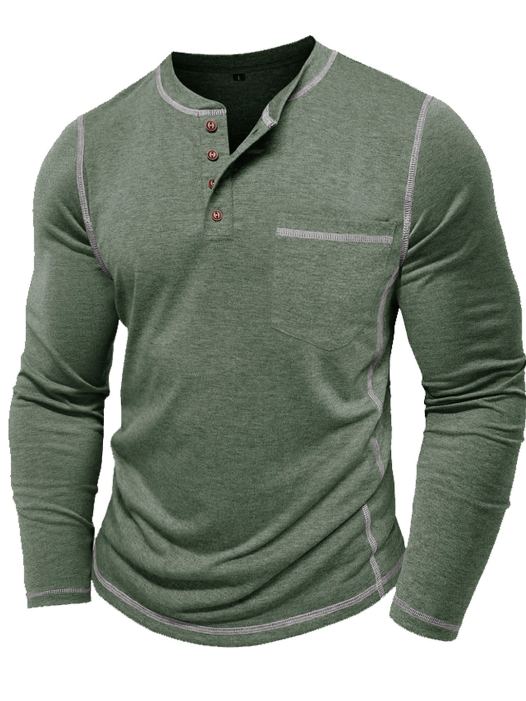 Duncan | Contrast-Stitch Long Sleeve Henley