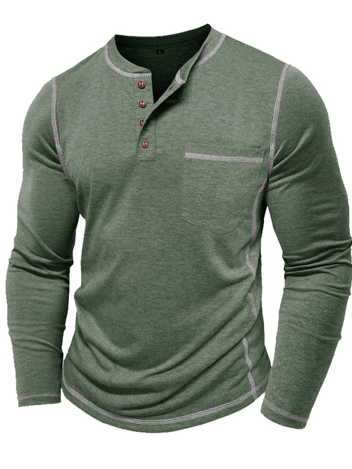 Duncan | Contrast-Stitch Long Sleeve Henley