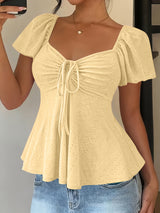 Juliet | Textured Drawstring Peplum Top