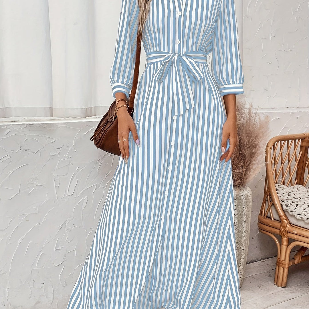 Vera | Striped Belted Maxi Dress