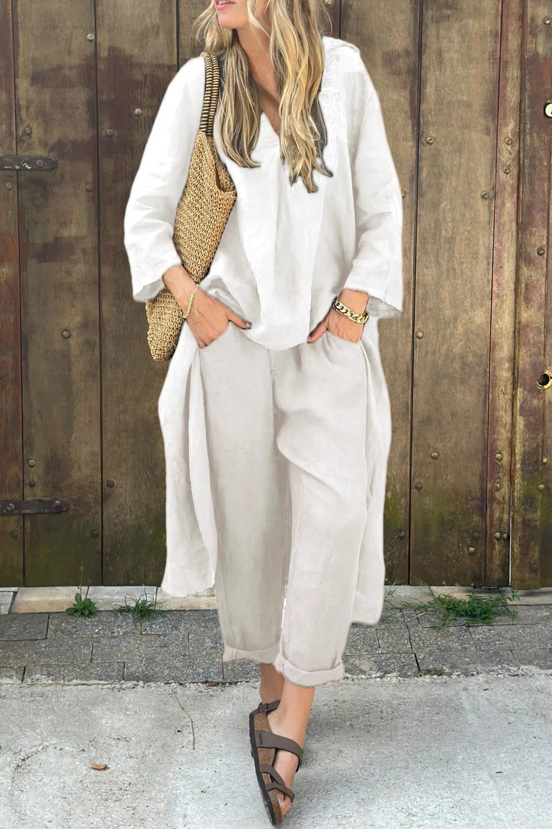 Stella | Elegant Loose V Neck Two Piece Set