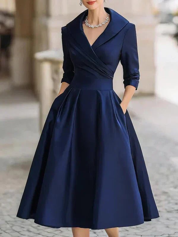 Gabriella | Elegant Wrap Neck Midi Dress