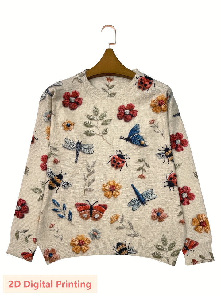 Cynthia | Botanical Crew Neck Sweater