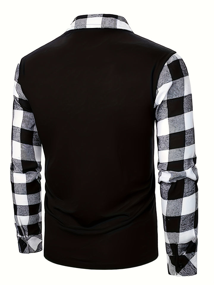 Donovan | Half-Zip Plaid-Sleeve Casual Shirt