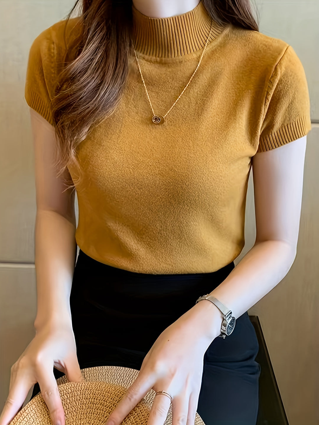 Rowan | Refined Mock-Neck Short Sleeve Top