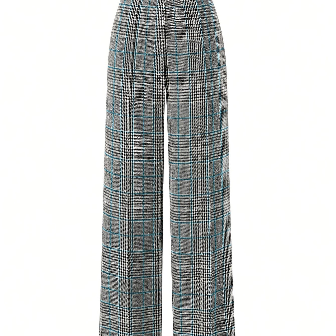 Brooke | Refined Wide-Leg Plaid Trousers