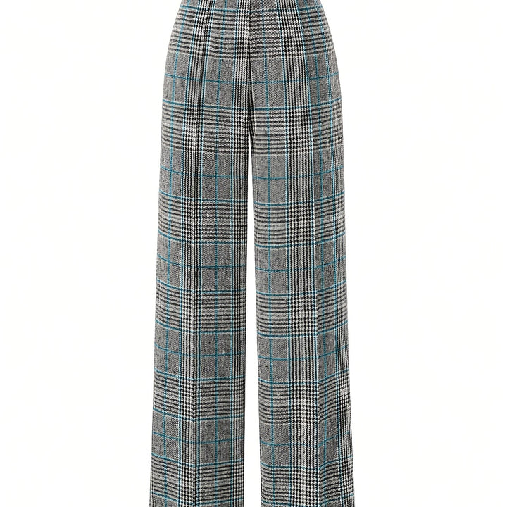 Brooke | Refined Wide-Leg Plaid Trousers