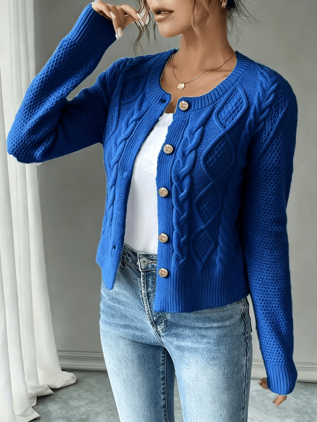 Matilda | Cable-Knit Button-Front Cardigan