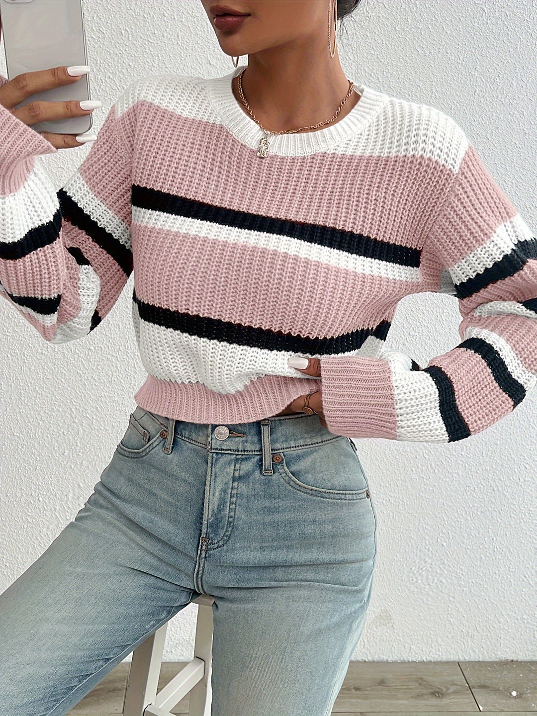 Whitney | Striped Round-Neck Sweater