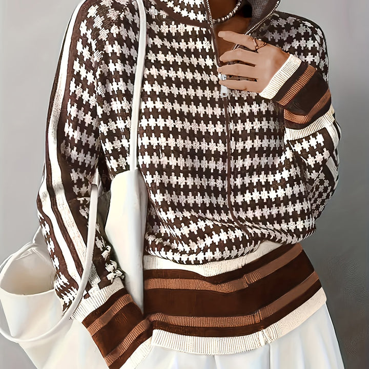 Antonia | Zip-Front Patterned Cardigan