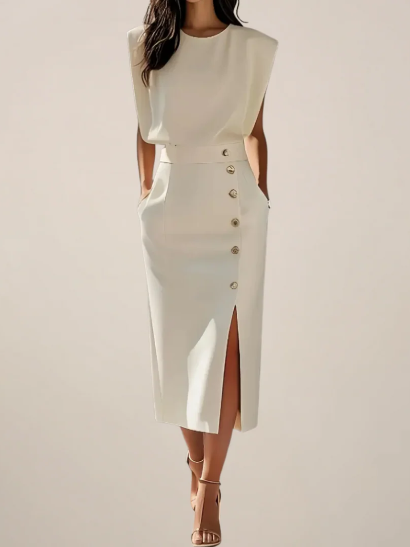 Dalia | Elegant Midi Dress with Side Slit