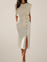 Dalia | Elegant Midi Dress with Side Slit