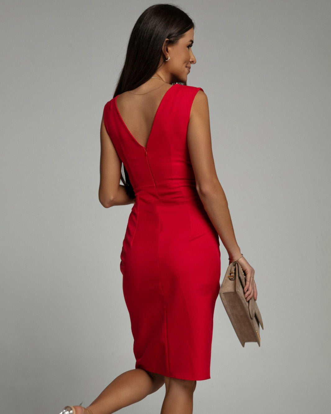 Brenda | Elegant V Neck Slit Dress