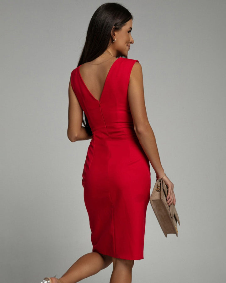 Brenda | Elegant V Neck Slit Dress