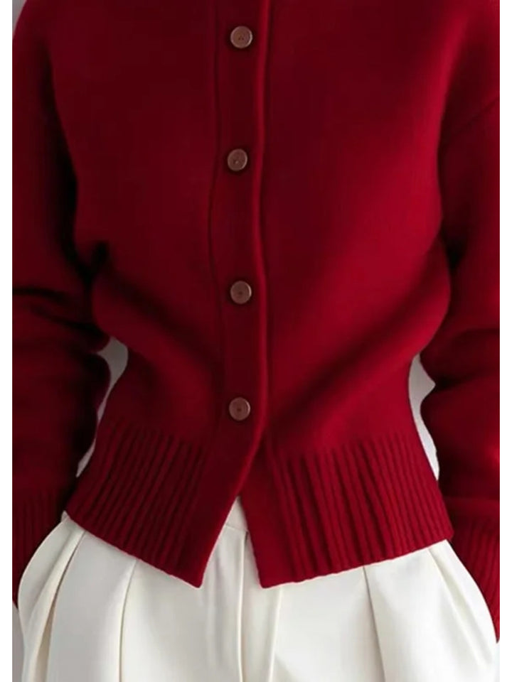 Elspeth | Buttoned Mock-Neck Cardigan