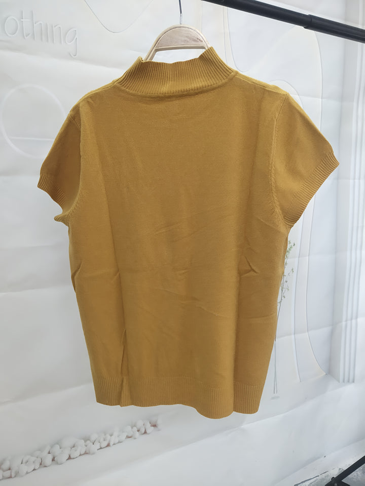 Rowan | Refined Mock-Neck Short Sleeve Top