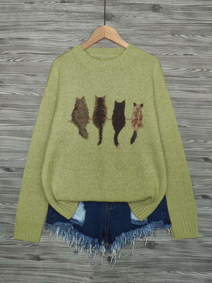 Rosalie | Cat Print Relaxed Sweater