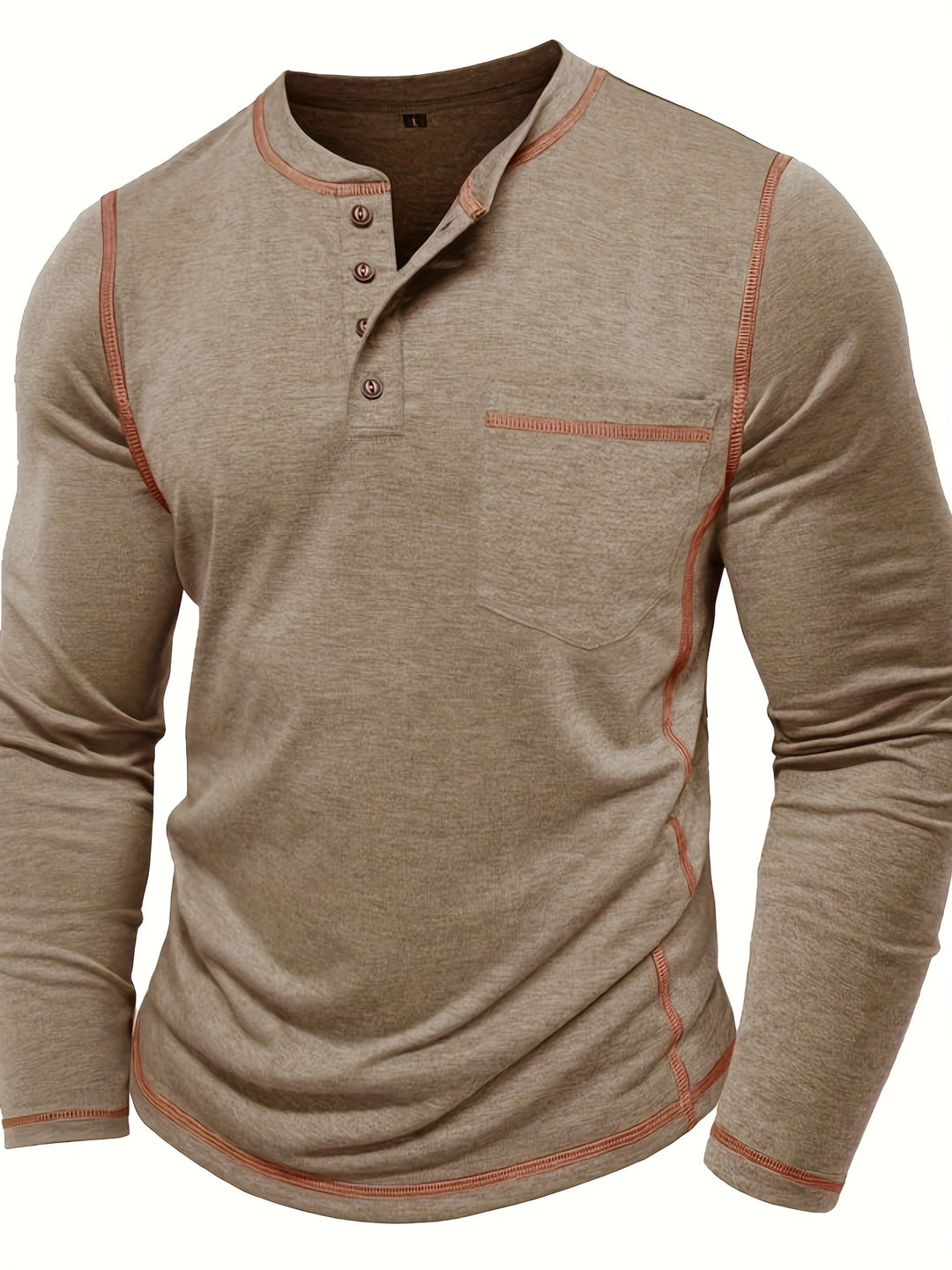 Duncan | Contrast-Stitch Long Sleeve Henley