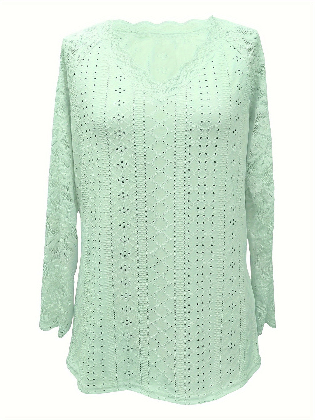Susanna | Lace-Sleeve Tie-Neck Top