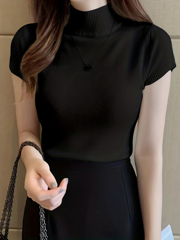 Marnie | Half-Turtleneck Short-Sleeve Top