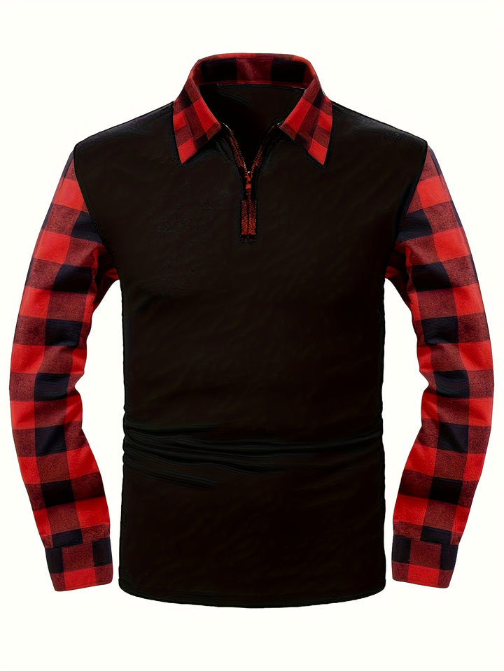 Donovan | Half-Zip Plaid-Sleeve Casual Shirt