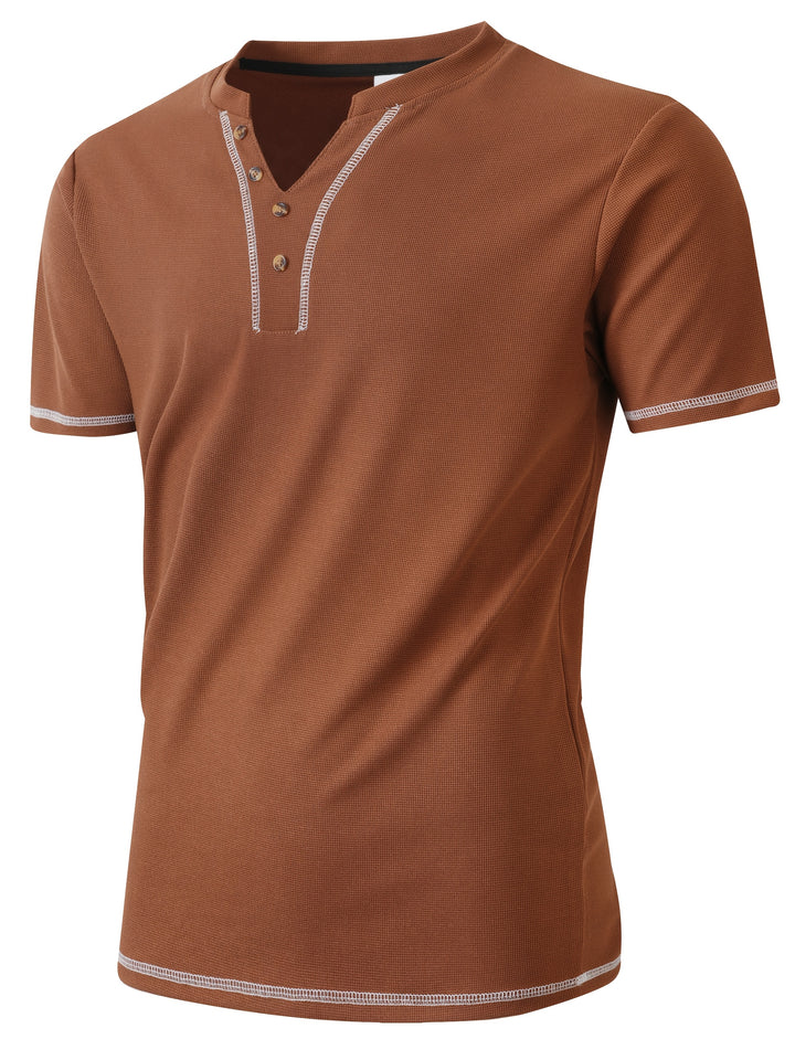 Maxwell | Textured Button-Neck Tee