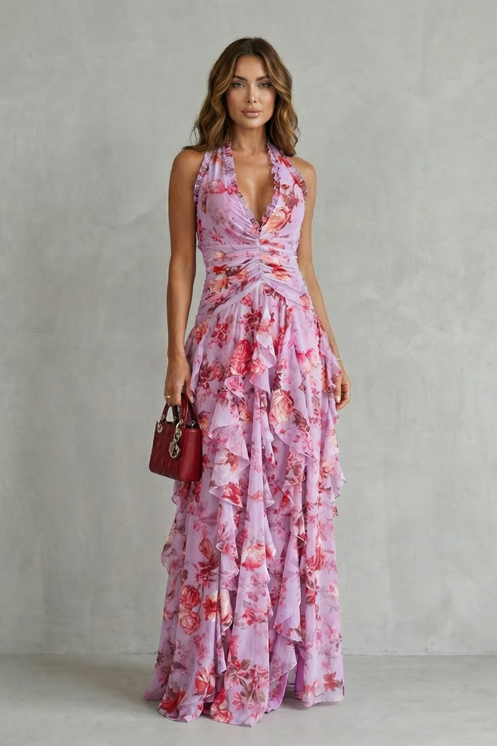 Florence | Ruffled Halter Maxi Dress
