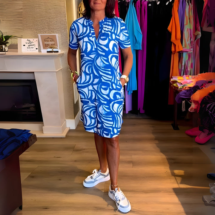 Corinne | Classic V-Neck Short Sleeve Dress