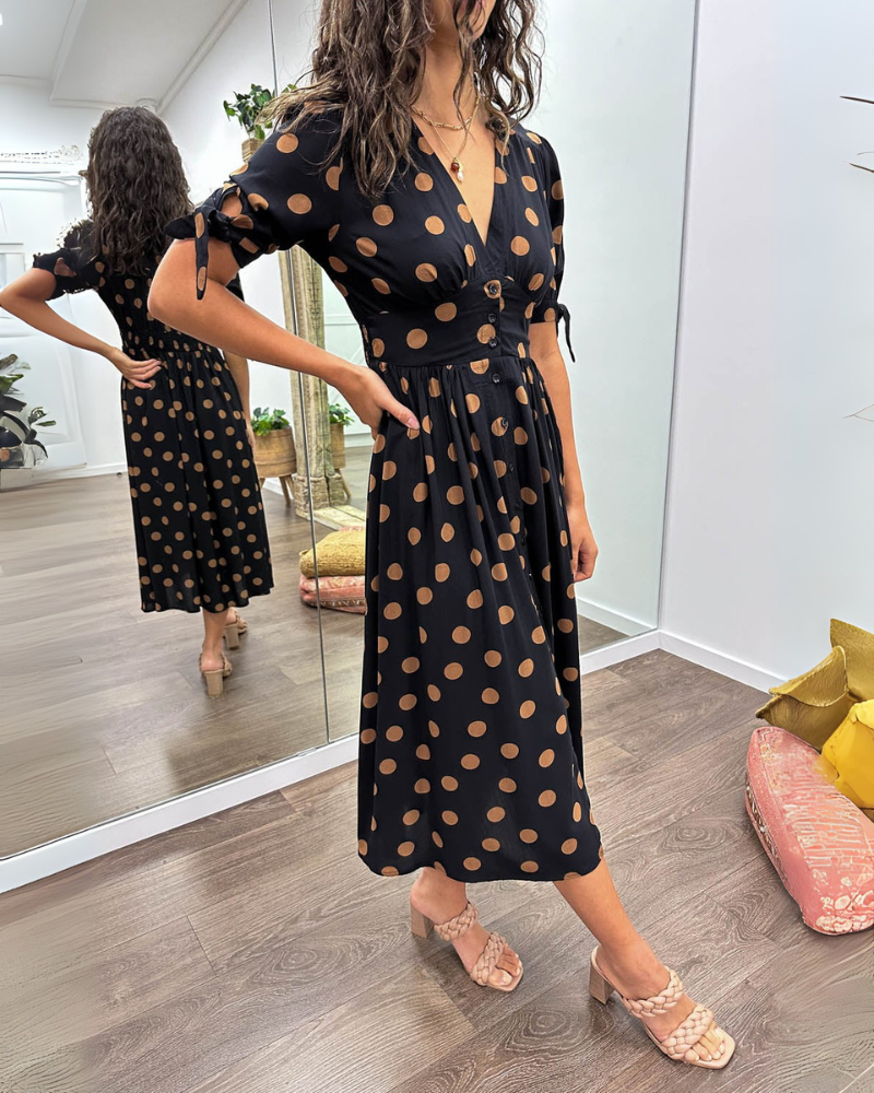 Amara | Elegant Polka Dot Midi Dress