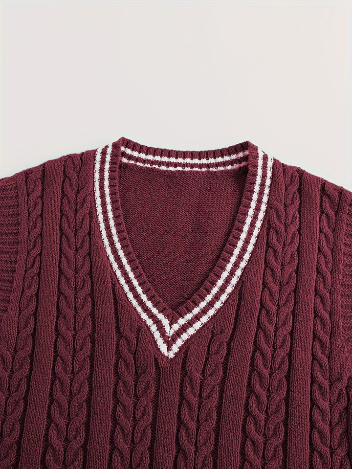 Graham | Cable-Knit V-Neck Vest