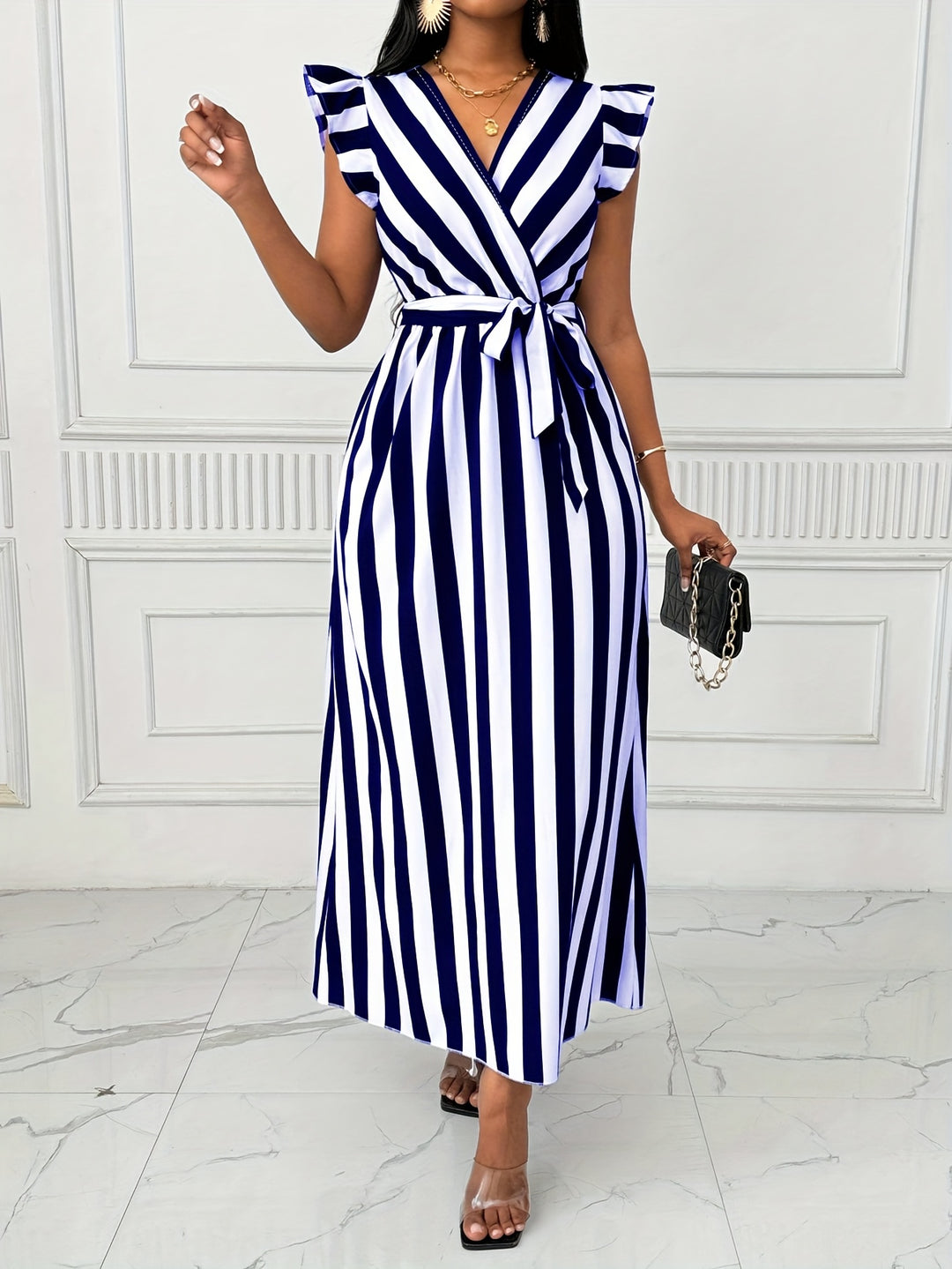 Beatrix | Striped Wrap Maxi Dress