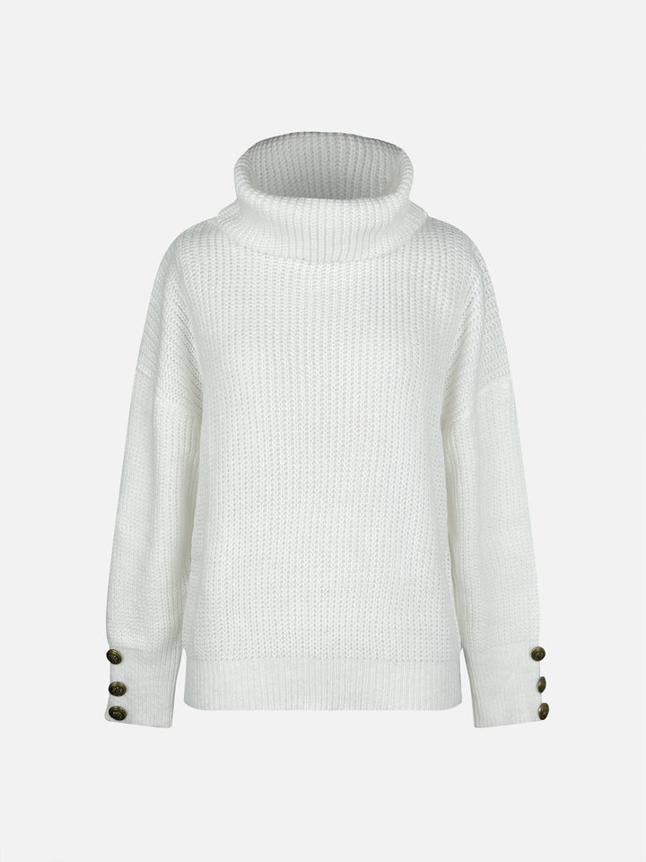 Gwendolyn | Cozy Button-Cuff Turtleneck Sweater