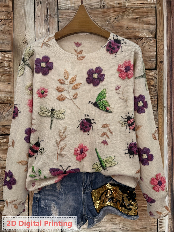 Cynthia | Botanical Crew Neck Sweater