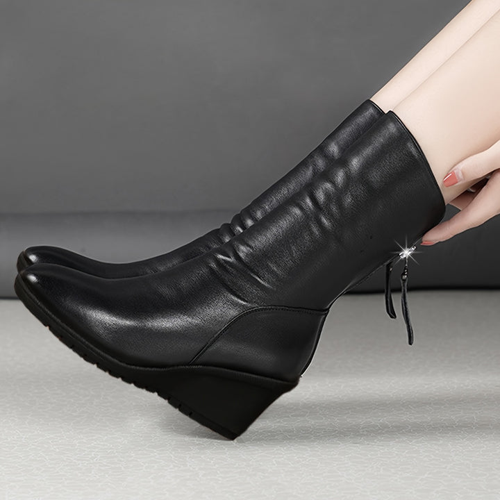 Rowena | Ruched Wedge Boots