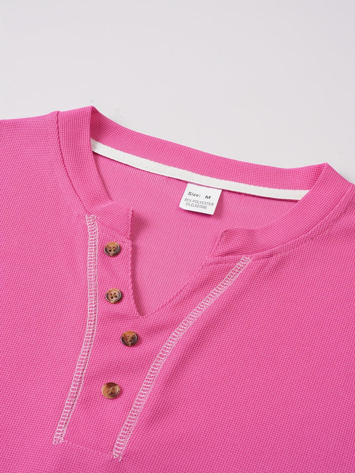 Maxwell | Textured Button-Neck Tee