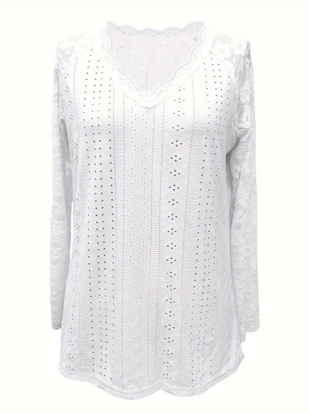 Susanna | Lace-Sleeve Tie-Neck Top