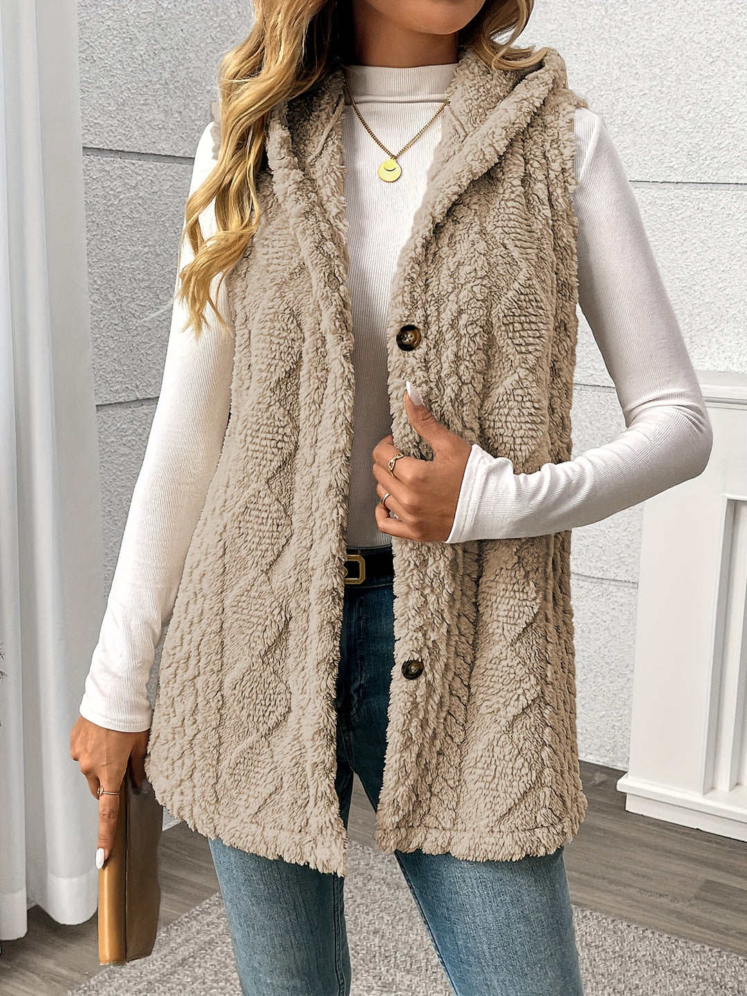 Greta | Cozy Hooded Button-Front Vest