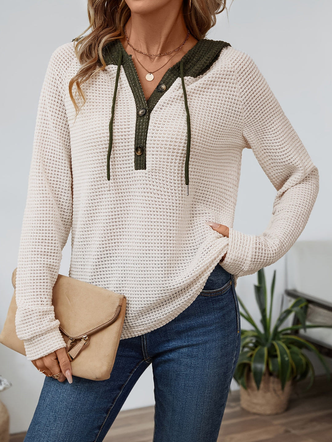 Whitney | Two-Tone Hooded Top